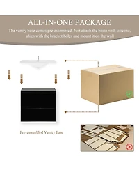 Sillysis Wall Mounted Bathroom Vanity with Resin Countertop, Modern Floating Cabinet, Soft Close Drawers, Easy Install