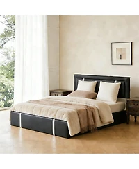 Lucky One Full Size Lift Up Storage Bed Frame with Adjustable Led Lights Headboard