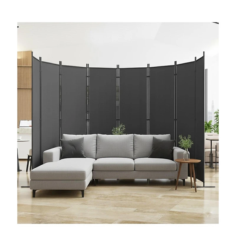 sumyeg 8-Panel Folding Room Divider 159 Inch x 71 Inch Heavy Duty Metal Frame Privacy Screen for Indoor Use