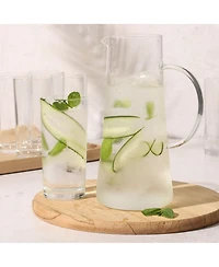 Gibson Home Boozy Brunch 7 Piece Glass Pitcher and Tumbler Set - 1.5L Pitcher with Six 13-14oz Tumblers, Everyday Beverage Set