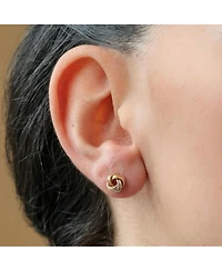 The Lovery Tri-Color Knot Screw Back Stud Earrings 14K Yellow Gold