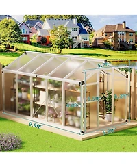 gaomon 6x10 feet Walk-In Greenhouse, Polycarbonate Panels, Adjustable Roof Vent & Sliding Door, Aluminum Frame, Garden & Patio