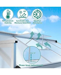 gaomon 6x10 feet Walk-In Greenhouse, Polycarbonate Panels, Adjustable Roof Vent & Sliding Door, Aluminum Frame, Garden & Patio