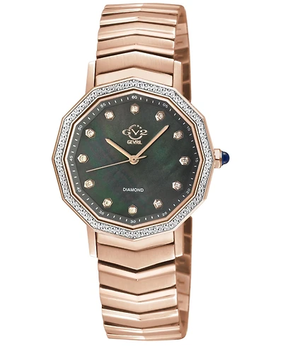 GV2 by Gevril Women's Spello Ii Swiss Quartz Diamond Ip Stainless Steel Bracelet Watch