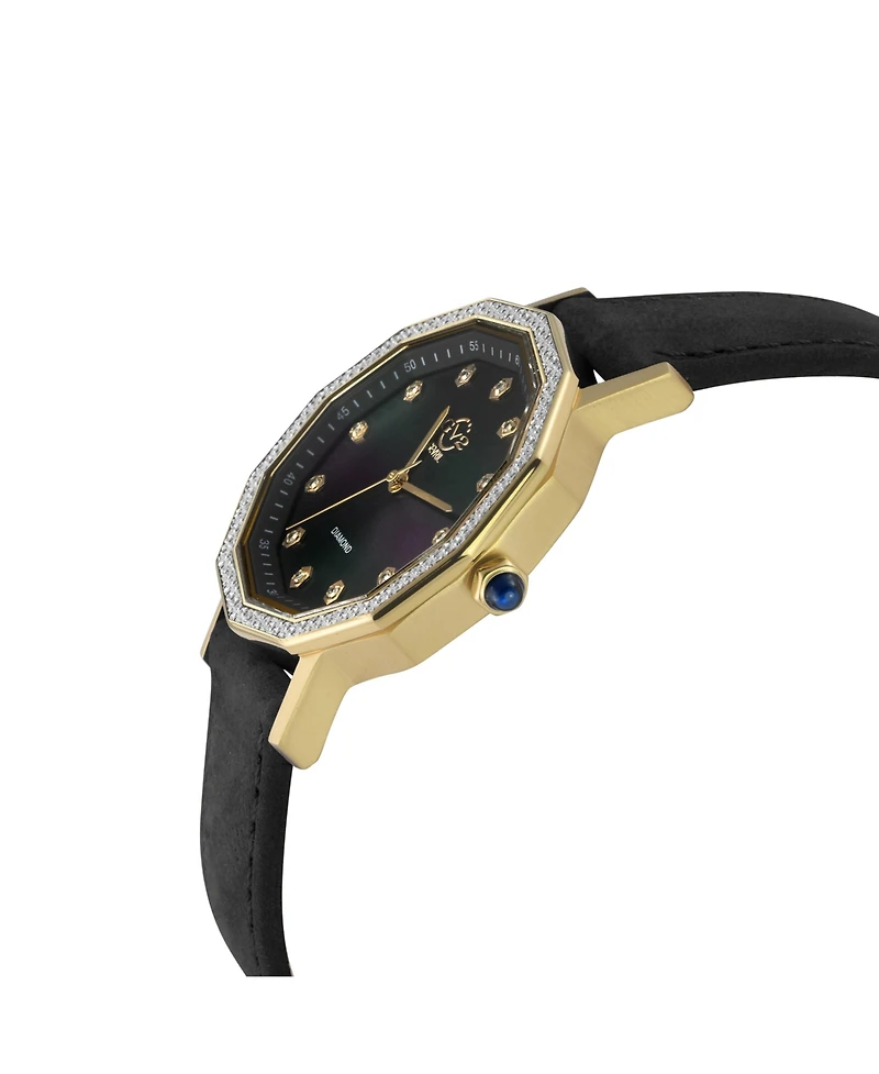 GV2 by Gevril Women's Spello Ii Swiss Quartz Diamond Hand made Italian leather Strap Watch