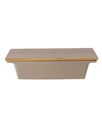 Gibson Home Elite 2.75-Quart 13.5" x 8.5" Stoneware Baking Dish with Acacia Wood Lid – Taupe Rectangular Oven Safe Baker