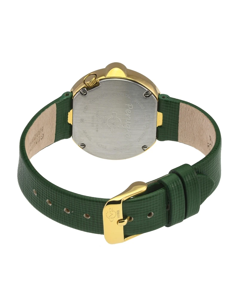 GV2 by Gevril Women's Perugia Swiss Quartz Diamond Hand made Italian saffiano leather Strap Watch