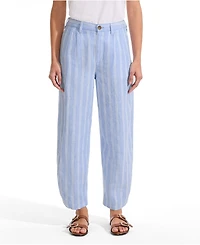 Lands' End Petite Linen High Rise Pleated Barrel Leg Ankle Pants