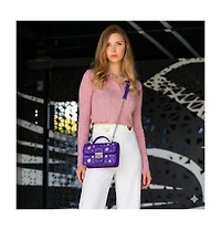 Susu Womens Royal Blue Purple Leather Studded Mini Crossbody Bag Structured Top Handle Satchel with Buckle Closure