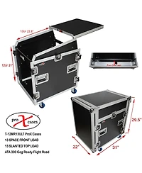 ProX T-12MRSS13ULT Flight Case with Laptop Shelf and Casters for 12U Rack x 13U Top Mixer Dj Combo