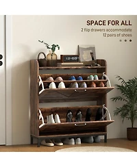 Homcom Narrow Shoe Cabinet, Farmhouse Shoe Storage Cabinet