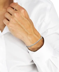 Macy's Men's Pave Diamond-Cut Box Chain Bracelet in Sterling Silver