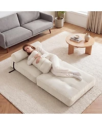 Costway Folding Sofa Bed, Convertible Sleeper Chair with Pillow Back Support Corduroy Cover