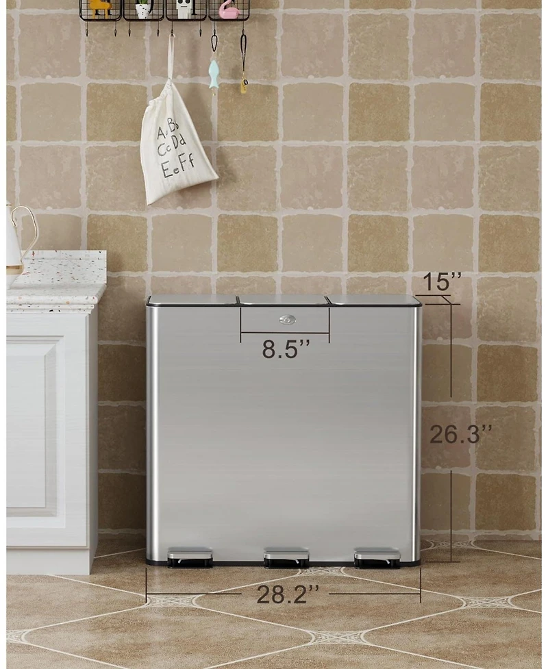 gaomon Dual Compartment Stainless Steel Kitchen Trash Can for Recycling