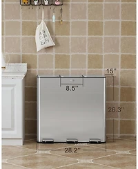 gaomon Dual Compartment Stainless Steel Kitchen Trash Can for Recycling