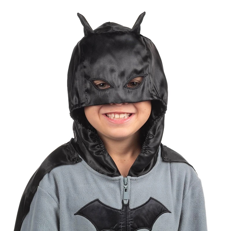 Batman Boys' Kids Union Suit One-Piece Pajama With Hooded Mask Cape Sleepwear Loungewear