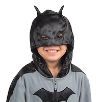 Batman Boys' Kids Union Suit One-Piece Pajama With Hooded Mask Cape Sleepwear Loungewear