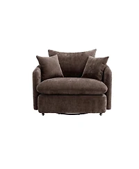 Streamdale Furniture 360degree(s) Swivel Oversized Armchair with 3 Pillows, Modern Brown Sofa Chair