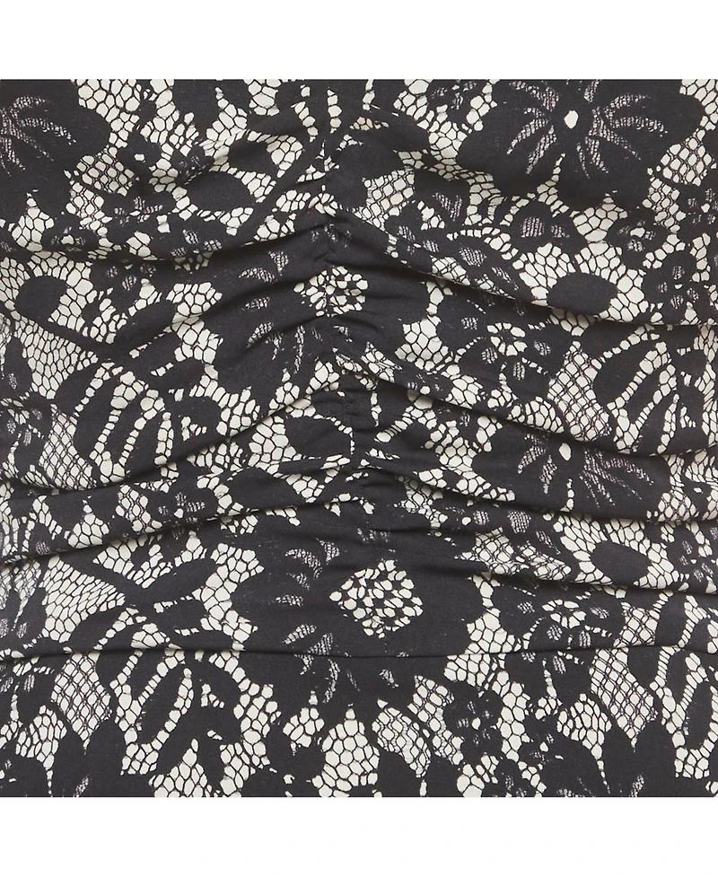 Pre-Owned Dolce & Gabbana Women's Lace Print Jersey Ruched Midi Dress