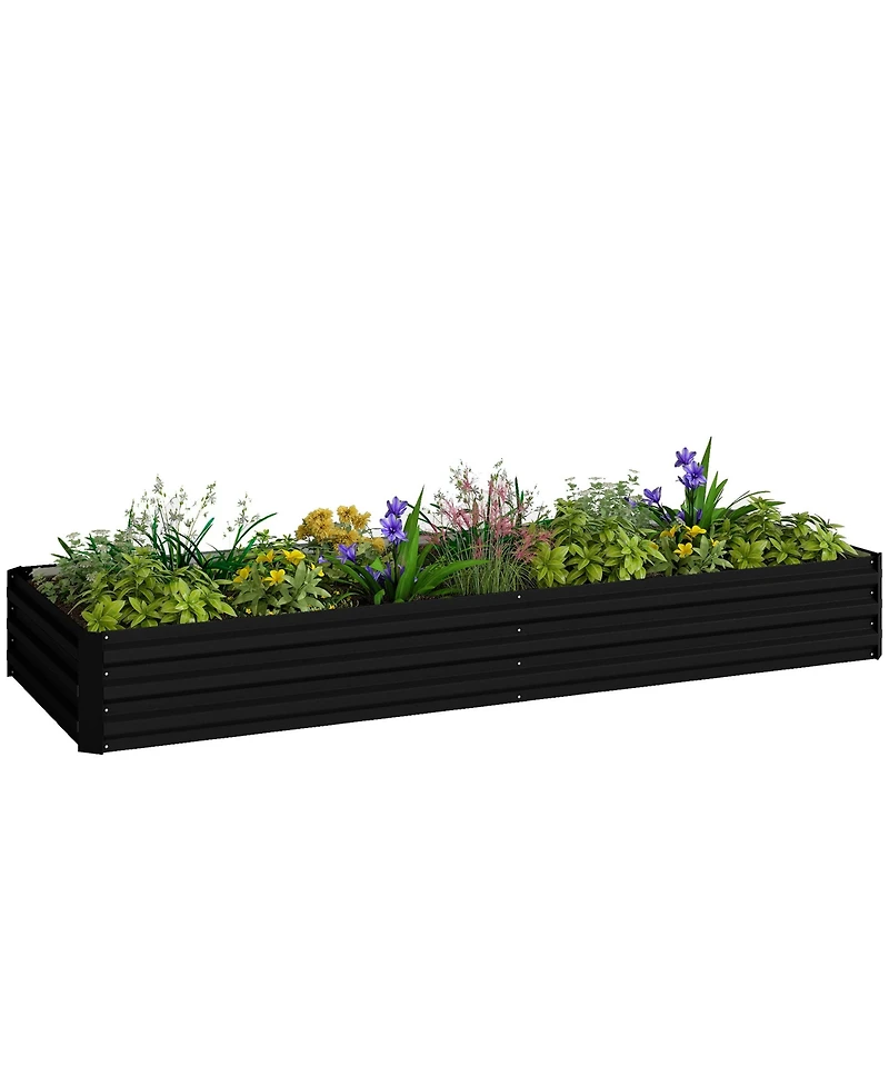 Outsunny Galvanized Raised Garden Bed Metal Planter Box Easy Quick Setup