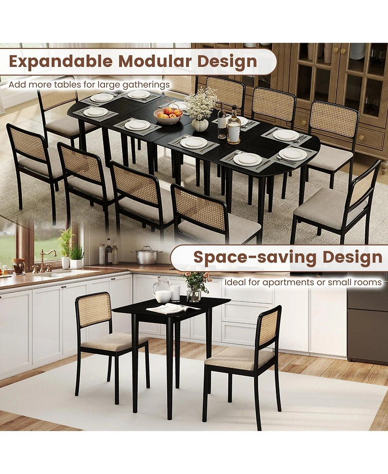 Slickblue Expandable Oval Dining Table Set Seats 4-6 Half Round Design