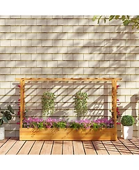 Sugift 45 Inch Wooden Raised Garden Bed with Lattice Trellis for Outdoor