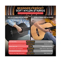 Pyle 6-String Classic Nylon String Guitar, 30 Acoustic Junior Scale with Digital Tuner and Accessory Kit