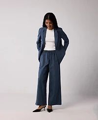 Reistor Women's Wide-leg Drawstring Pants with Stripes