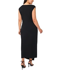 Msk Plus Boat Neck Short-Sleeve Midi Dress
