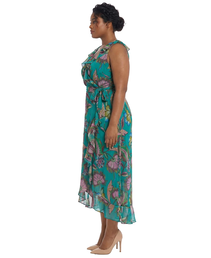 London Times Plus Flutter-Sleeve Dress
