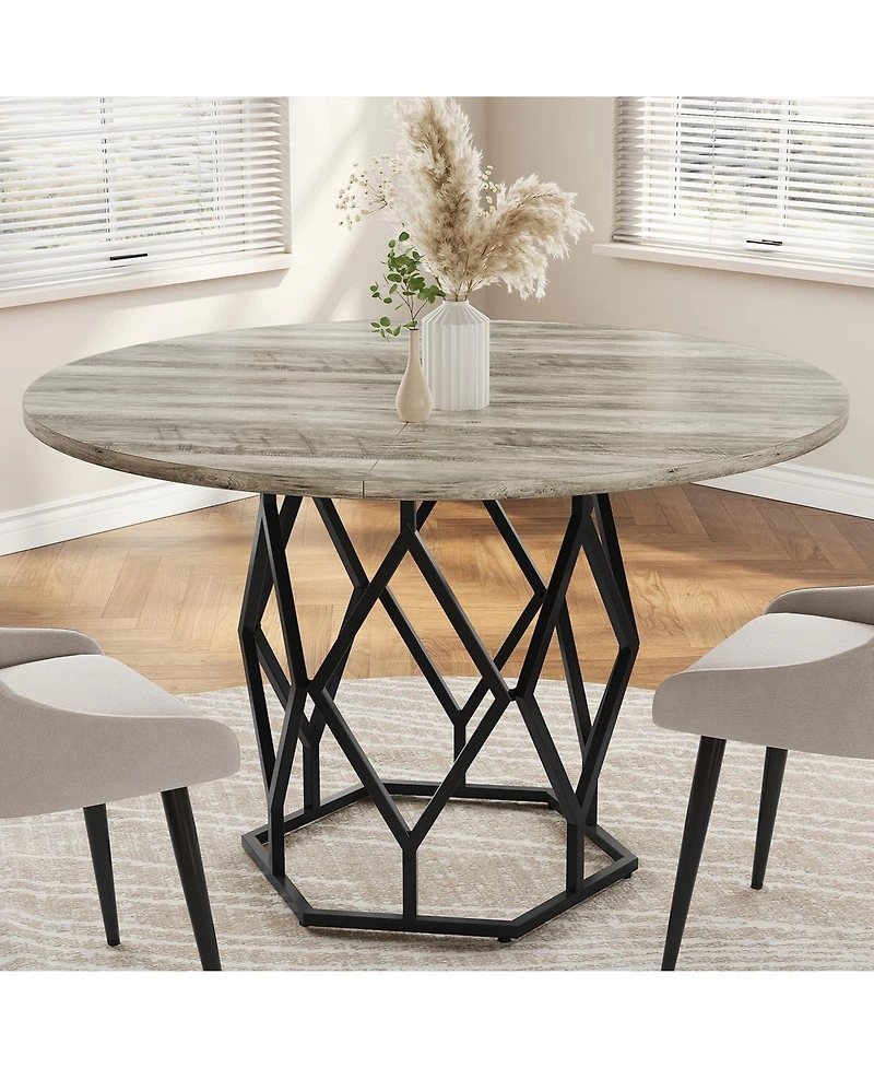 gaomon 47 Inch Round Dining Table, Farmhouse Dining Kitchen Table for 4-6 People, Kitchen & Dining Room Tables