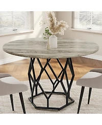 gaomon 47 Inch Round Dining Table, Farmhouse Dining Kitchen Table for 4-6 People, Kitchen & Dining Room Tables