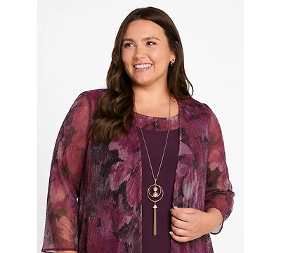 R & M Richards Plus Waterfall Scoop Neck Dress Jacket, 2-Piece Set