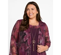 R & M Richards Plus Waterfall Scoop Neck Dress Jacket, 2-Piece Set