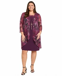 R & M Richards Plus Waterfall Scoop Neck Dress Jacket, 2-Piece Set