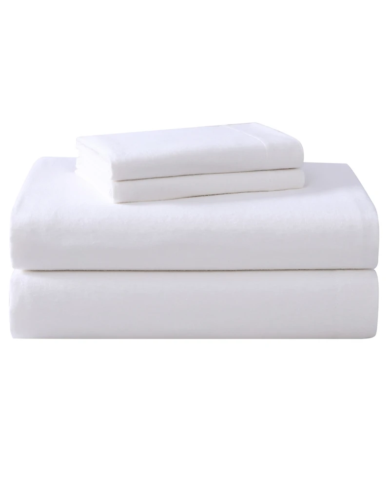 Laura Ashley Solid Cotton Flannel 3-Pc. Sheet Set, Twin