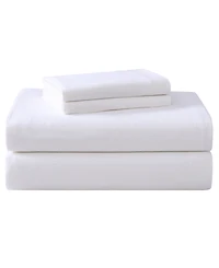 Laura Ashley Solid Cotton Flannel 3-Pc. Sheet Set, Twin