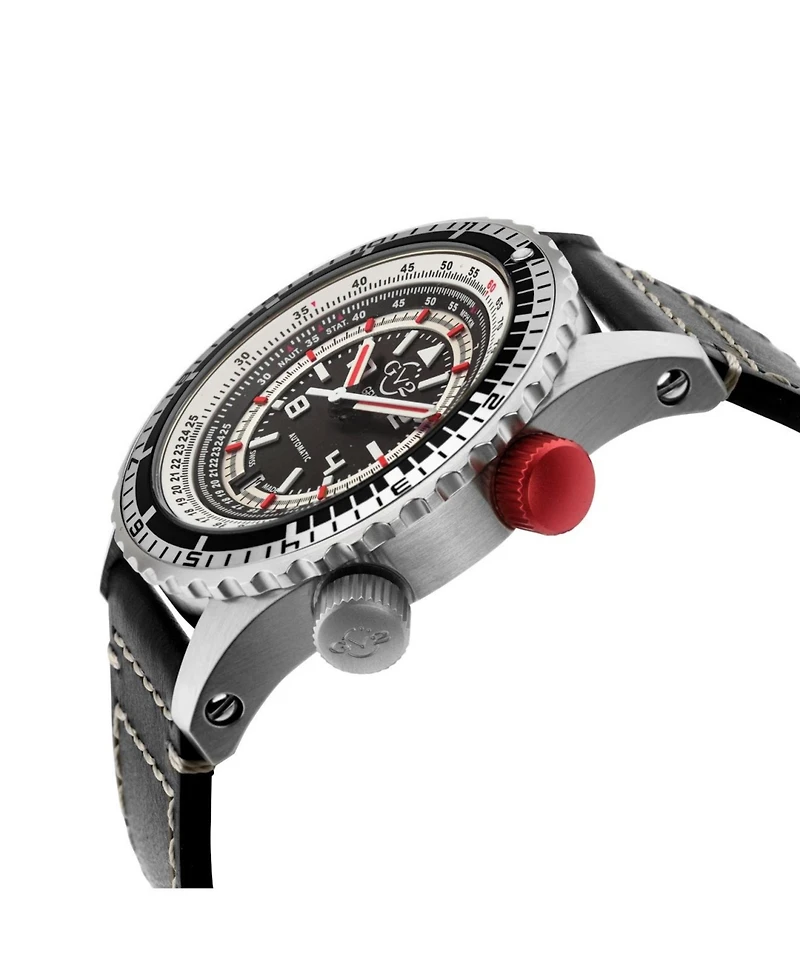 GV2 Men's Contasecondi Swiss Automatic Italian Leather Strap Watch