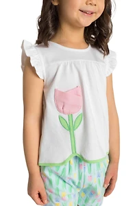 Florence Eiseman Little Girl Printed Knit Tulip Short Set