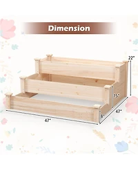 Sugift 3-Tier Wooden Raised Garden Bed for Backyard Patio Gardening