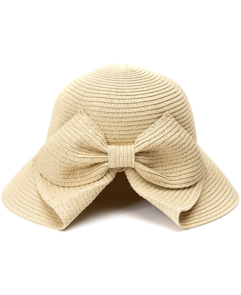 Bcbg Straw Bow Back Brim Floppy Hat
