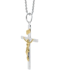 Macy's Men's Two-Tone Crucifix Pendant Necklace in Sterling Silver