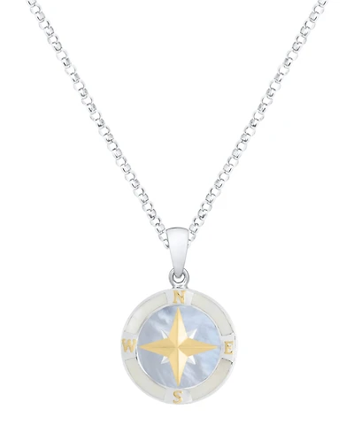 Macy's Blue Pearl Compass Pendant Necklace in Sterling Silver