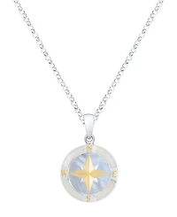Macy's Blue Pearl Compass Pendant Necklace in Sterling Silver