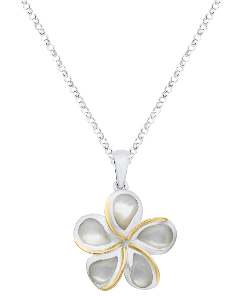 Macy's White Pearl Plumeria Pendant Necklace in Sterling Silver