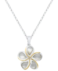Macy's White Pearl Plumeria Pendant Necklace in Sterling Silver