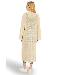 Yumi Women's Crochet Long Line Cardigan