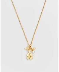 Fable England Lucky Clover and Pearl Toggle Necklace