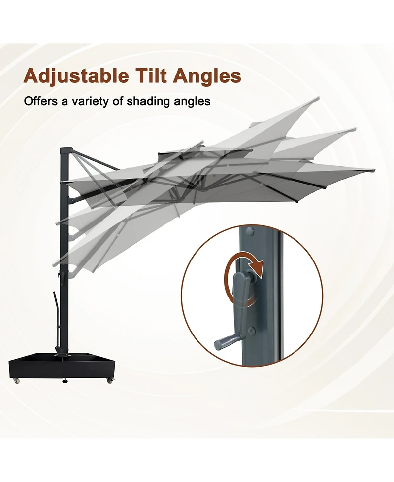 Mondawe Cantilever Patio Umbrella with Diy Drape Hook and Base