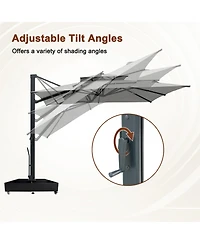 Mondawe Cantilever Patio Umbrella with Diy Drape Hook and Base
